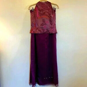 Ann Taylor Maxi Dress in Purple and Pink Paisley